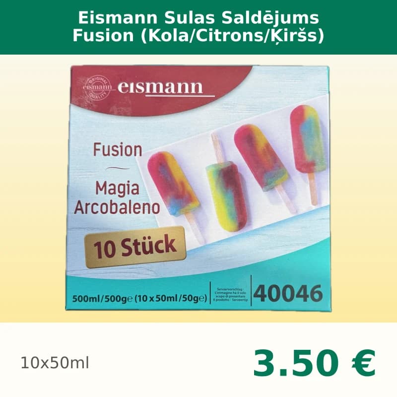 Eismann Sulas Saldējums Fusion (Kola/Citrons/Ķiršs)