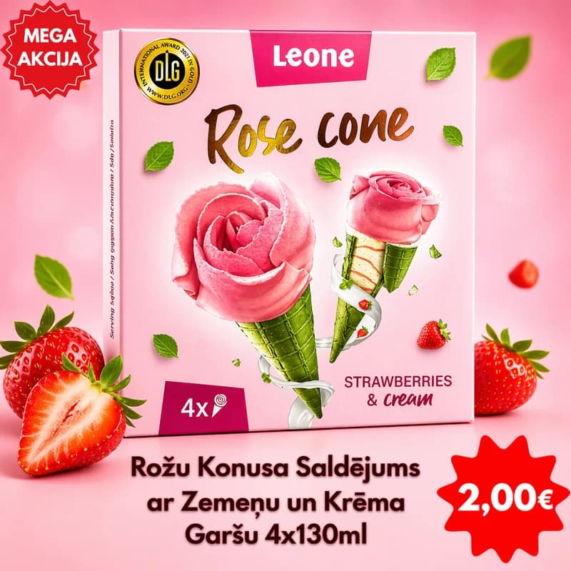 Leone Rožu Konuss Zemenes-Krēms