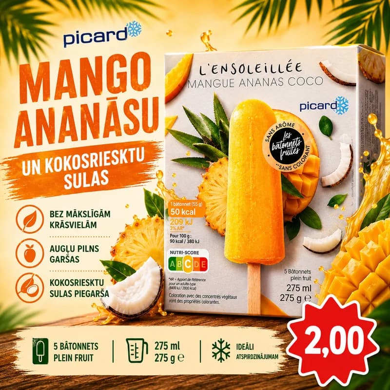Picard L'Ensoleillée Mango Ananāsu Kokosriekstu