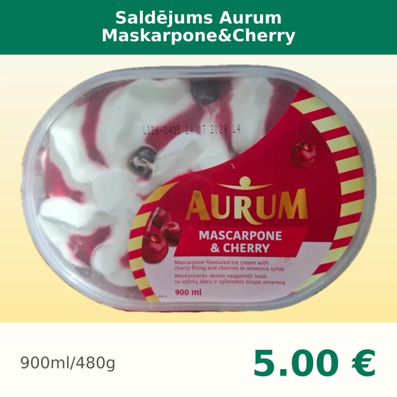 Saldējums Aurum Maskarpone&Cherry